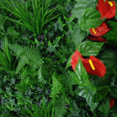 Artificial Mixed Jungle Vertical Garden 1m x 1m Plant Wall Screening Panel UV Protected_1